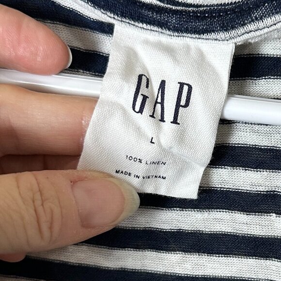 GAP Classic V Neck Tissue Knit Striped T Shirt Size Large - Picture 3 of 6